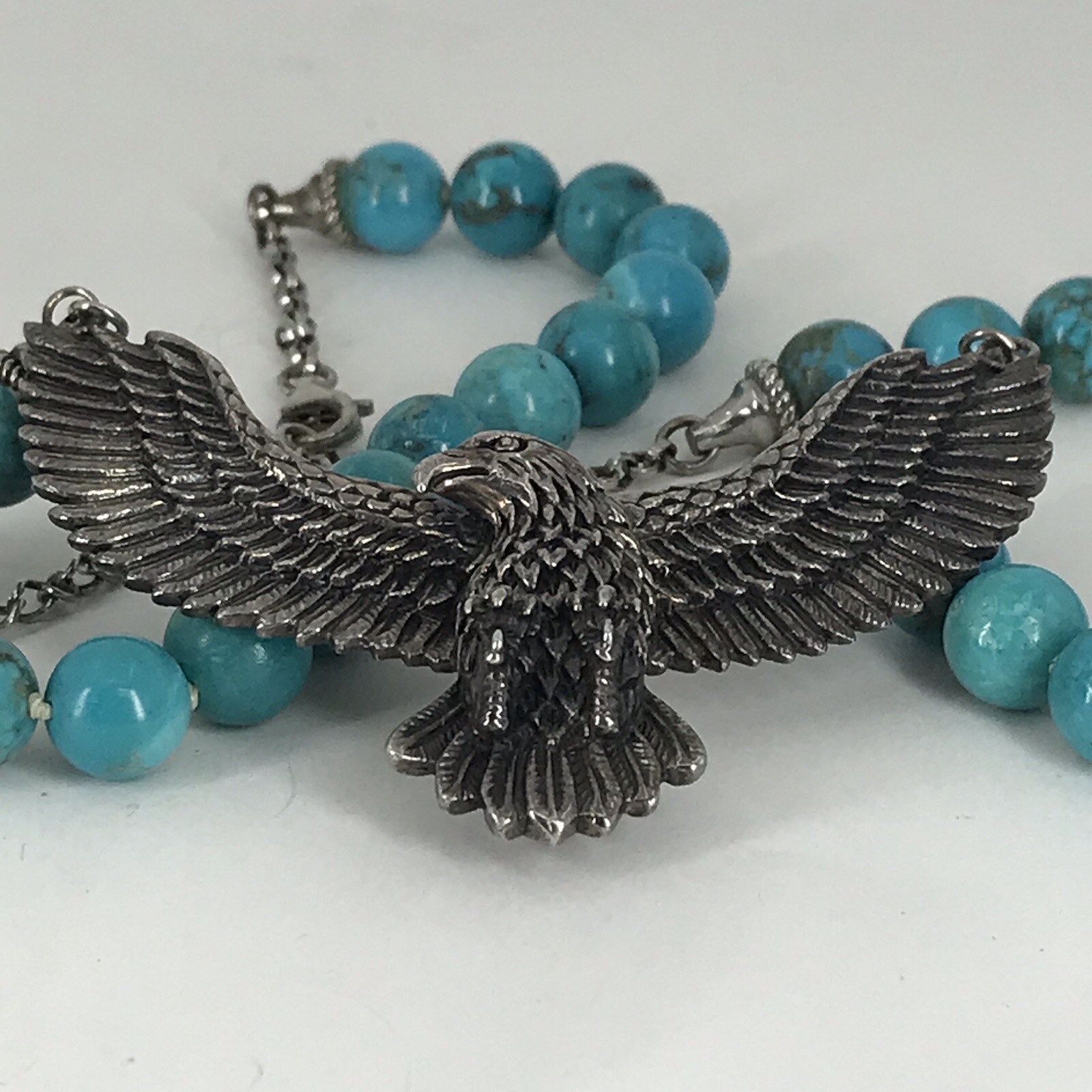 Turquoise Bead Chain 925 Solid American Eagle Ste… - image 10
