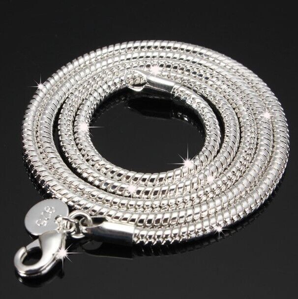 Chain - 3 mm Sterling Silver Large Snake-Style chain - 16 inches