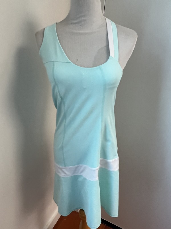 Lululemon 2 Hot Hitter Dress Aquamarine Blue White Tennis Paddleball Pickle NEW