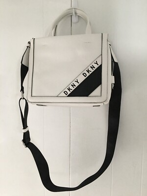 DKNY BOND SMALL CONVERTIBLE MODERN SPORT SATCHEL MESSENGER BAG - WHITE