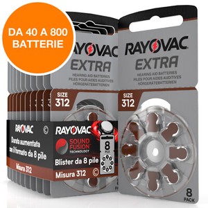 Batterie PILE RAYOVAC Extra 312 per Apparecchi Acustici PROTESI udito PR41