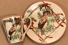 Block Basics Sharron O’Neil 2000 Festive Ribbon & Bird Pattern 8” Salad Plate