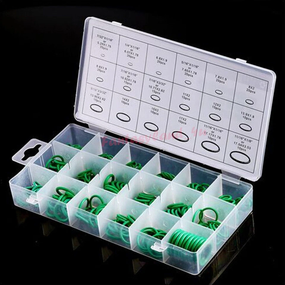 Rubber 270pcs Set Car Air Conditioning Refrigerant A/C Trim Repair O-Ring Seal Foto 3 de 4