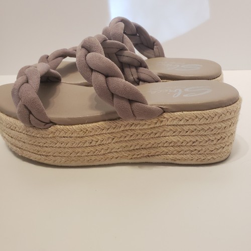 Sbicca Women's Beige Wedge Sandals Size 8.5 Suede Straps - Picture 2 of 4