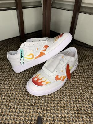 VANS Lowland Cc True White Flame Sneakers Skate Shoes VN0A4TZY4H4 Mens Size 8