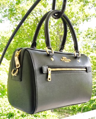 Coach SMALL F79946 Rowan Black Leather Satchel | eBay