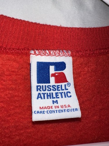 Vintage Russell Athletic Blank Crewneck Sweatshirt Mens Medium Red 90s - Picture 3 of 5