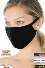 Black Unisex Face Mask Reusable Washable Cover Masks Fashion Cloth Men Women USA