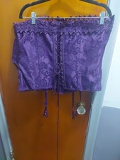 Frederick's of Hollywood Purple Lace Bustier Corset Boned Victorian Women's 40