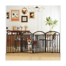 Folding No-Assembly Freestanding Dog Gate with Door,32" Heights Foldable Pet ...