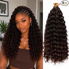Boho Ocean Wave Crochet Hair 8Packs Curly Crochet Hair 1B/30, 18inch 