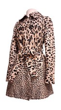 Vintage Leopard Print Trench Coat Ambition Belted Double Breasted Women's Large