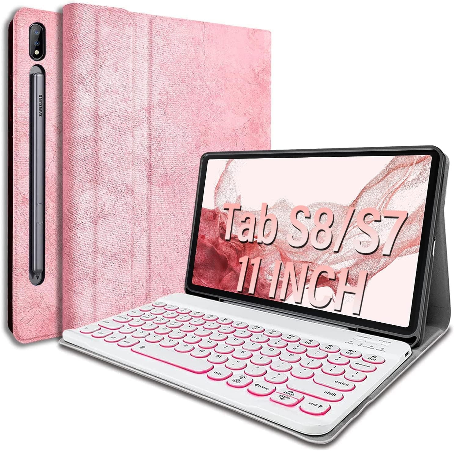 Keyboard Case Galaxy Tab S8 S7 11" Backlit Wireless Detachab