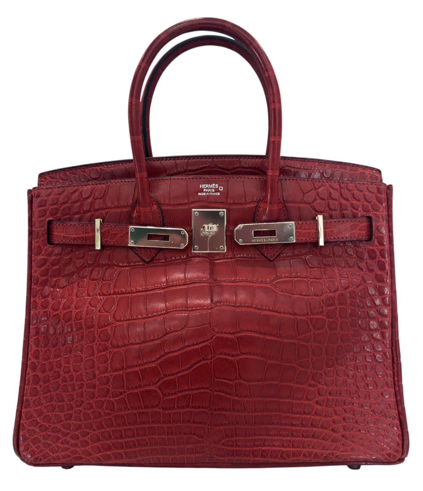 Hermes Birkin 30 Rouge H Red Matte Alligator Leather Palladium Hardware image 3