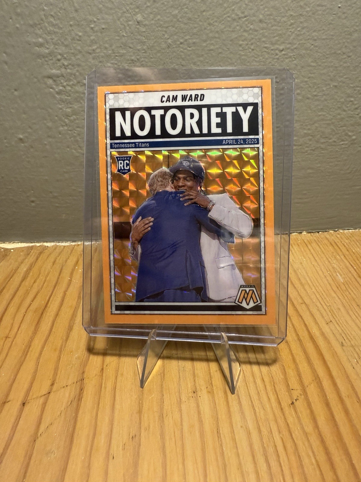 2025 Panini Mosaic Notoriety Cam Ward #17 Orange Prizm