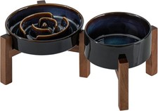 1.2 Cup Elevated Slow Feeder Dog Bowls,7.3” Dog Slow Feeding Bowls + 6.1” Cerami
