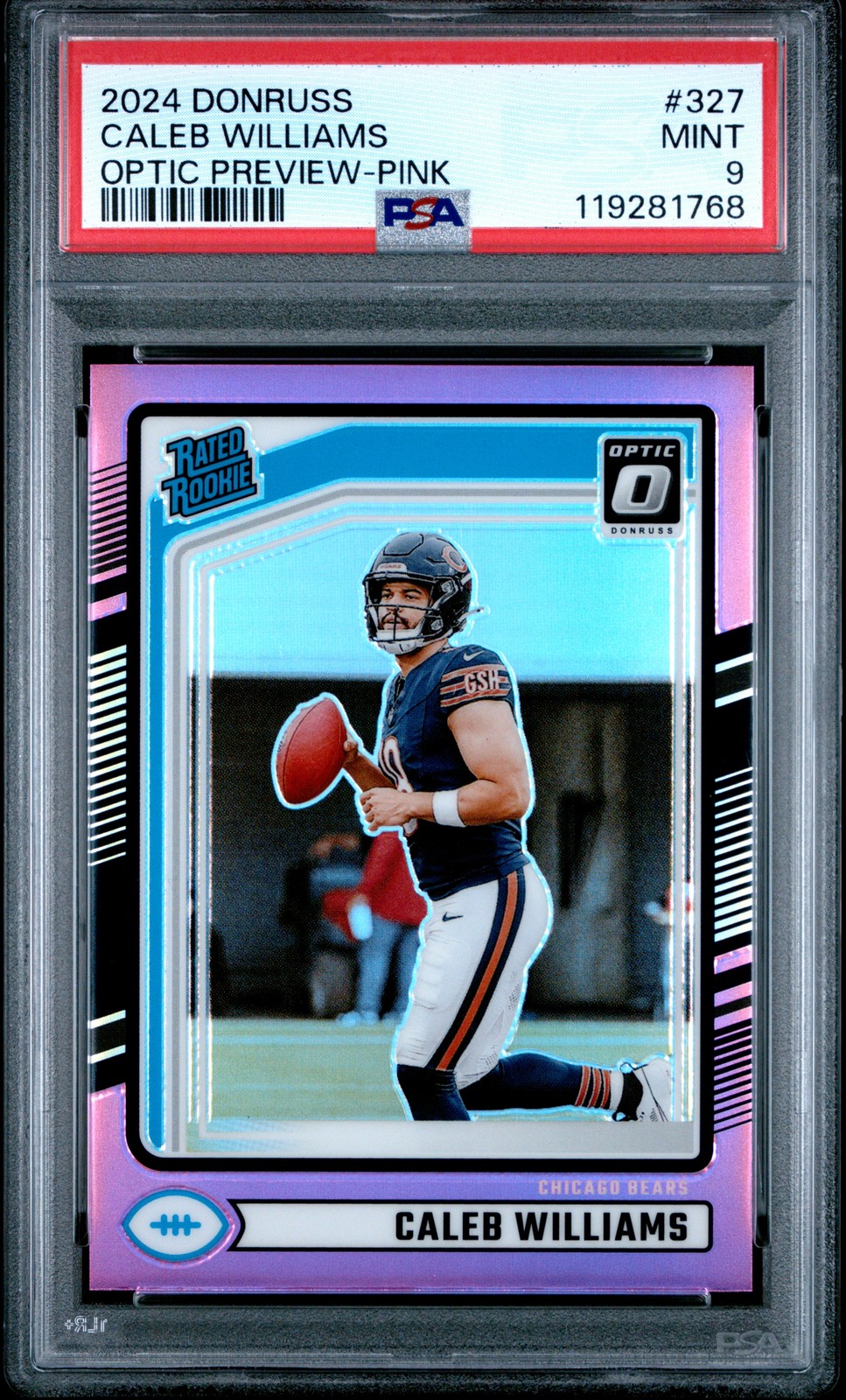 2024 PANINI DONRUSS OPTIC PREVIEW-PINK #327 CALEB WILLIAMS PSA 9