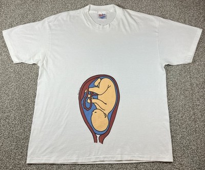 Vintage 1985 Helen Cerra Ulan T-Shirt Baby In The Womb Hanes 50/50 Size XL Rare