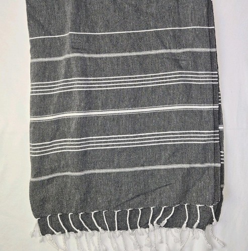 Cacala Turkish Beach Towel Lightweight Thin 66 x 38 Black White Stripe Soft Sand