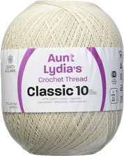 Coats Crochet Aunt Lydia's Classic Crochet Thread Size 10 Jumbo-Natural