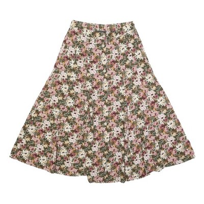 EXPRESS Damen Floral Baumwollmix Schlag Midi Rock Knopf-Vorne Creme L