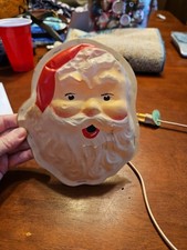 RARE 1950s S.S. KRESGE CO Blowmold Celluloid Santa Face  Hanging Flatback 8"