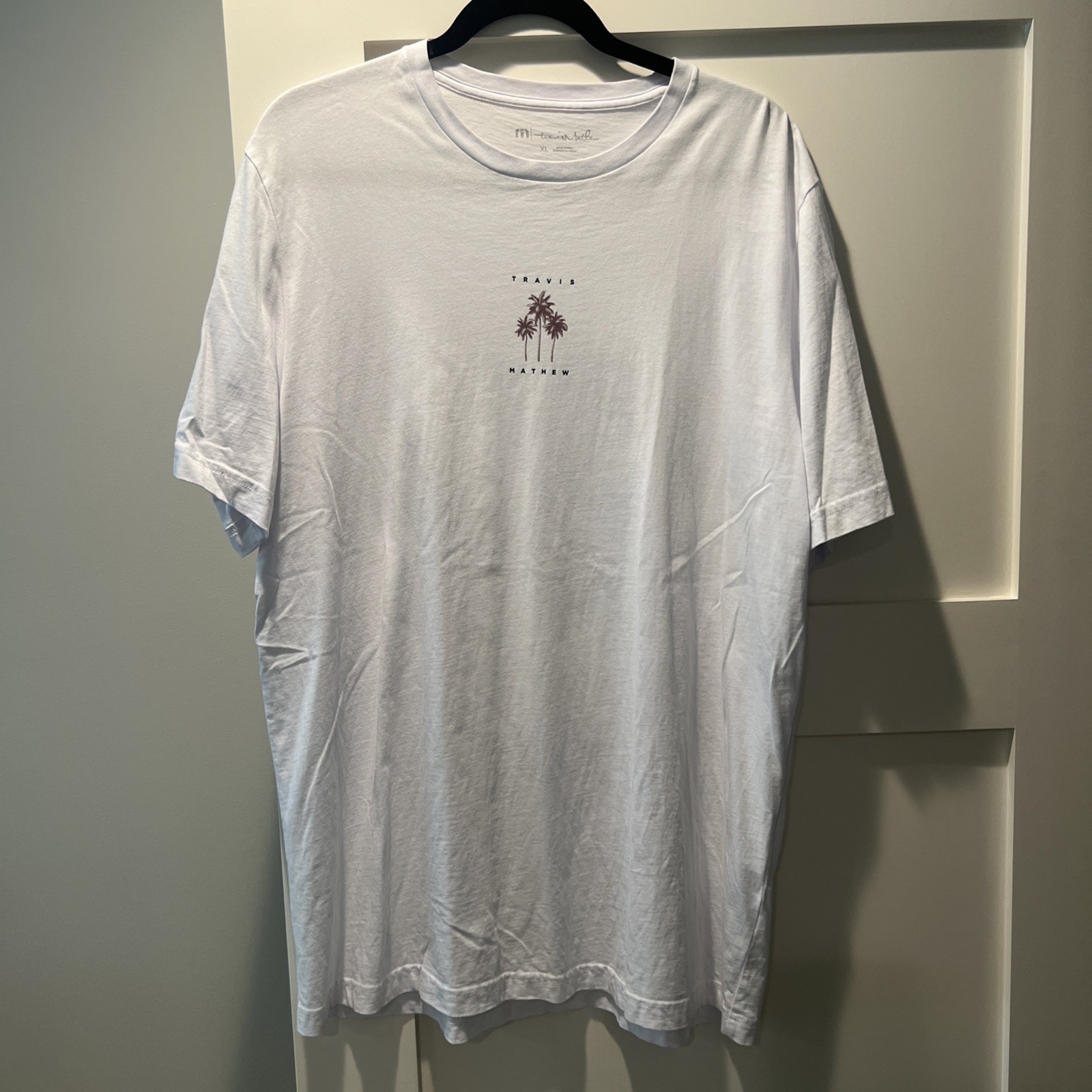 Men’s Travis Mathew T Shirt Short Sleeve White XL Palm Trees