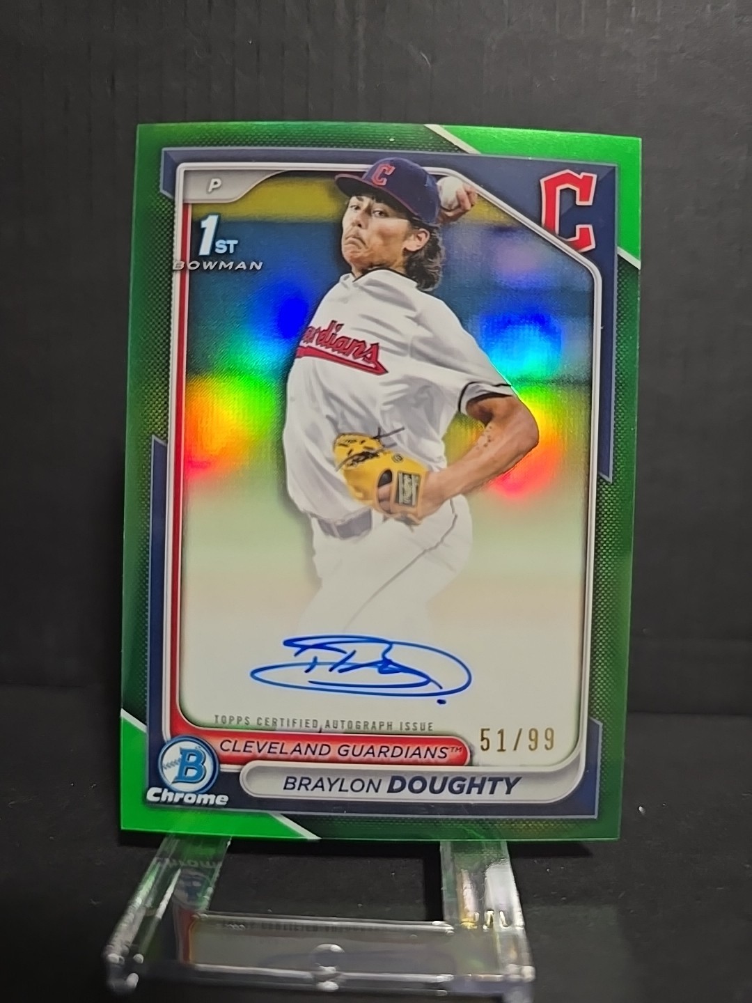 2024 Bowman Draft - Chrome Autographs Braylon Doughty #CPA-BD Green Refract /99