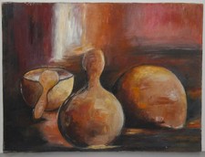 Peinture / Tableau  "Souvenir d'Afrique : La Calebasse" -  Mina (M.Becuwe)