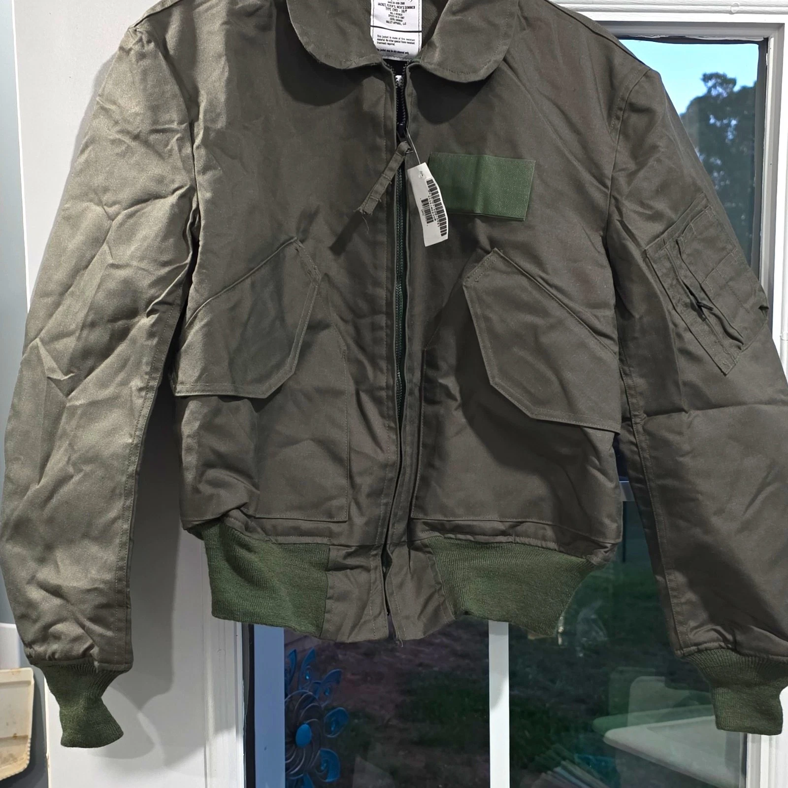 Valley Apparel CWU-36/P Men's Summer Green Bomber Jacket M 38-40 Full Zip - product detail image 1