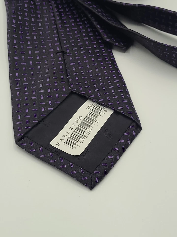 Corbata de seda hecha a mano Zanahoria and Gibbs EE. UU. negra púrpura audaz formal Foto 4 de 4
