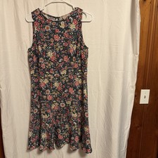 LOFT Outlet Floral Fit & Flare Sleeveless Lined Knee Dress 100% Polyester Size 8