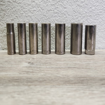 #ad Craftsman Set Of 7 standard deep 6 point sockets with 5 8 spark plug socket $13.00