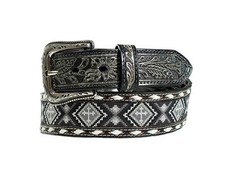 Nocona Western Belt Mens Beaded Cross Buck Stitching N210005501
