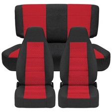 Full Set Front And Rear Seat Covers For Jeep Wrangler Tj 1997-2002 Red Full Set Front And Rear Seat Covers For Jeep Wrangler Tj 1997-2002 Red