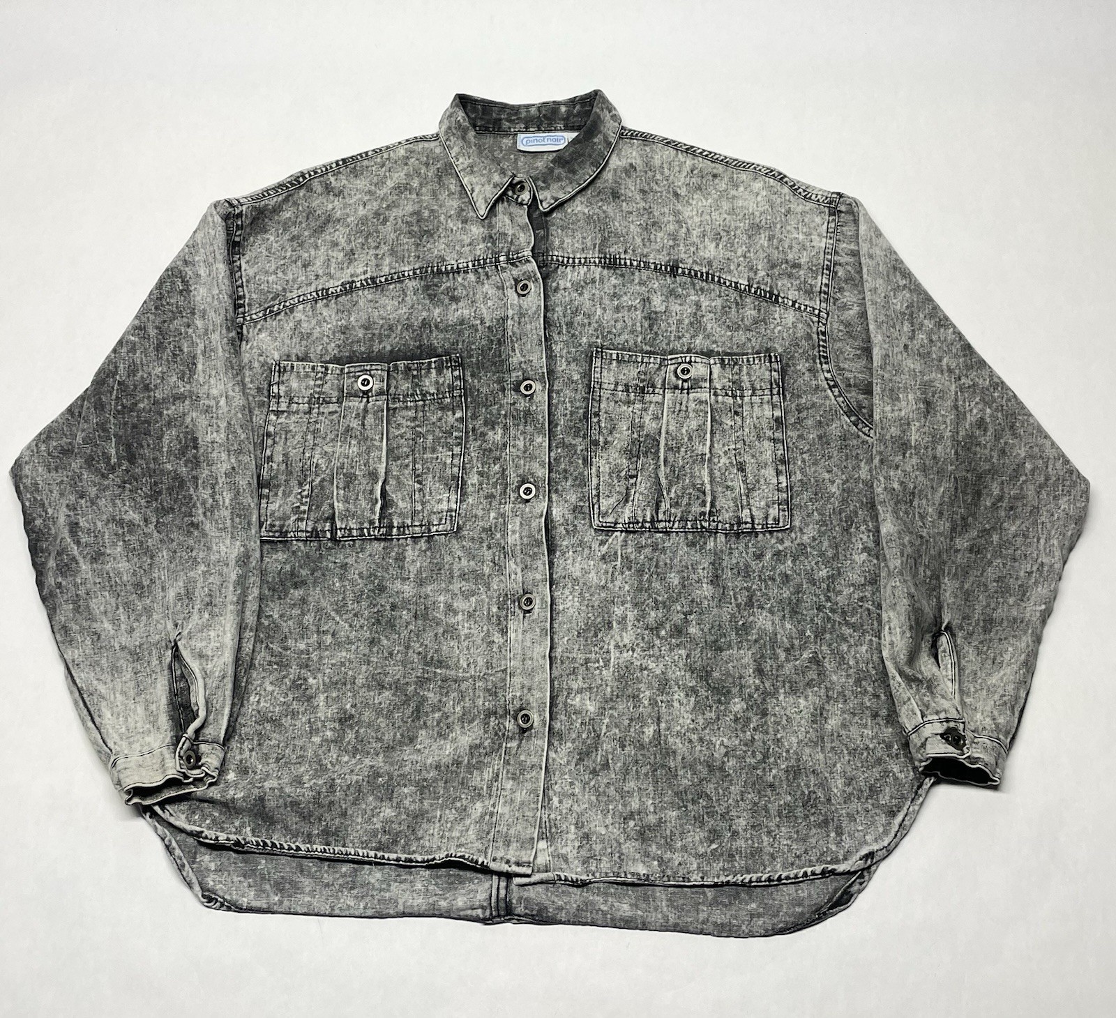 Gray Acid Wash Oversized Button Shacket Jacket Si… - image 3