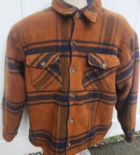 VNTG Woolrich Brown Plaid Wool Blend Fully Lined CPO Coat Shirt sx XL MENS