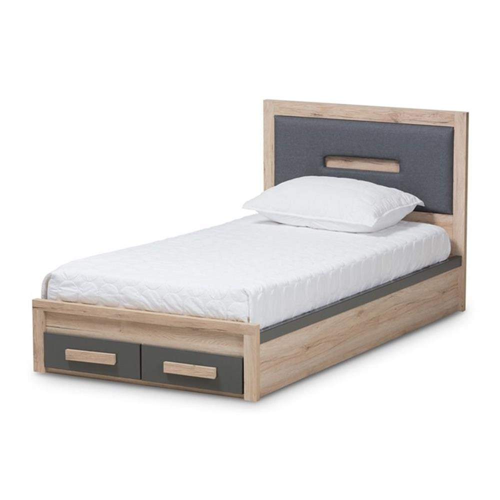 Baxton Studio Pandora Twin Storage Platform Bed in Gray and 