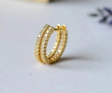 2Ct Round Cut White Moissanite Women's Hoop Earrings 14K Yellow Gold Plated