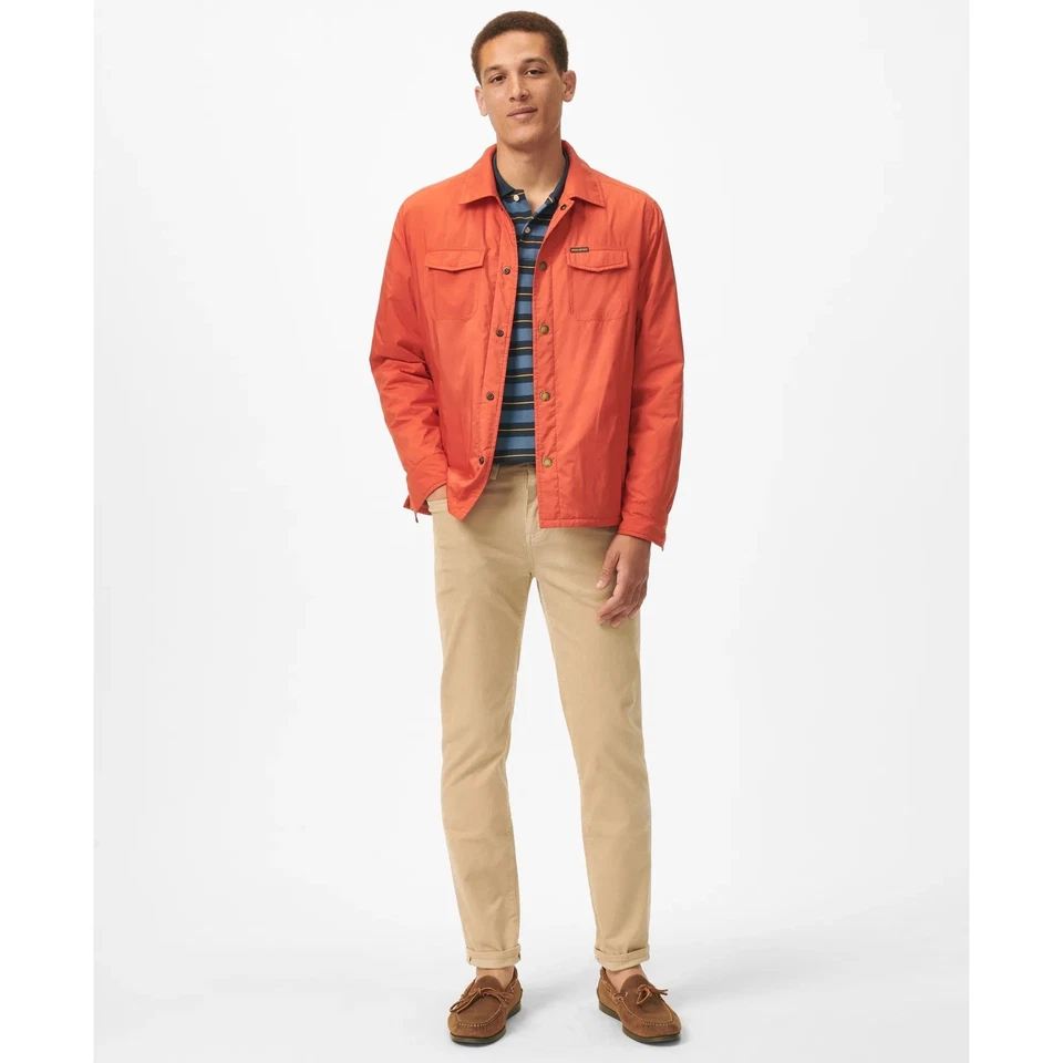 NUEVO Para Hombres Brooks Brothers Camisa Embalable Chaqueta Cortavientos Naranja XXL Foto 2 de 4