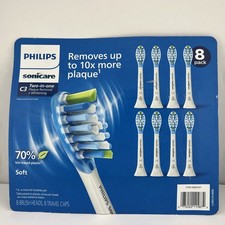 Philips Sonicare C3 Two-in-One Plaque Whitening Brush Heads, White, 8-pack