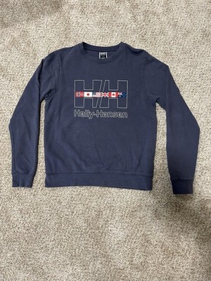 Helly Hansen Crewneck Sweatshirt Mens Medium Blue Graphic Print Pullover
