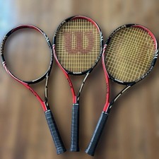 Wilson SIX.ONE95 Tennis Racket Set of 3 Red/Black Used Good Condition