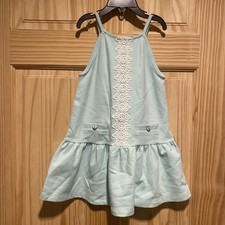 Janie and Jack Mint Green Ponte Dress Size 3T Eyelet Lace Party Spring Summer