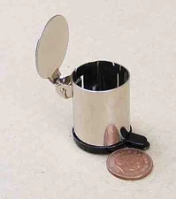 Dolls House Stainless Steel Metal Working Pedal Bin 1:12 Scale Kitchen tumdee
