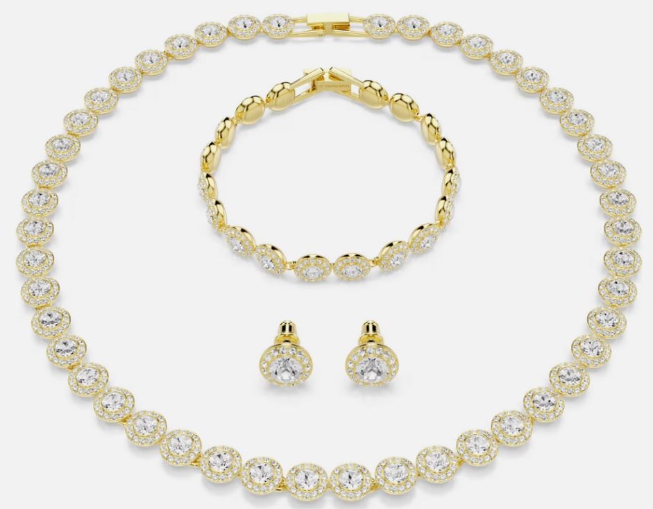 Swarovski Una Angelic set Set (3), Round cut, White, Gold-tone plated