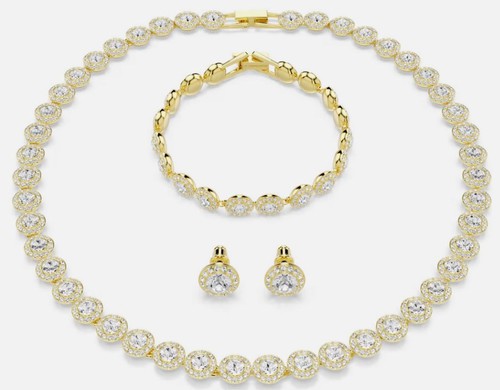 Swarovski Una Angelic set Set (3), Round cut, White, Gold-tone plated