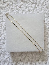 14k Yellow Gold Bar Link Anklet Italy 9in Chain Spring Ring Closure