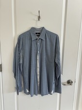 HUGO BOSS Men's Blue White Check Long Sleeve Regular Fit Shirt XL