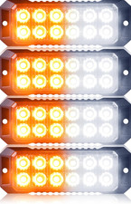 4pcs 12-led Amber White Emergency Strobe Lights For Trucks Cars 4pcs 12-led Amber White Emergency Strobe Lights For Trucks Cars